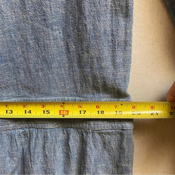 Soft Joie Amiri Cotton Linen Chambray Drop Waist button Shirt Dress Size L - Picture 11 of 11
